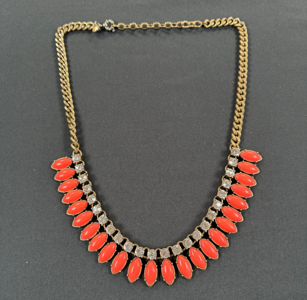 J.Crew Necklace Gold Tone Coral Bib Necklace / Statement Jewelry